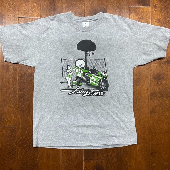 Tiny Fro Y2K Vintage Motorcycle Hip Hop Grey Green Cotton T-Shirt Men's Size XL - Picture 4 of 8